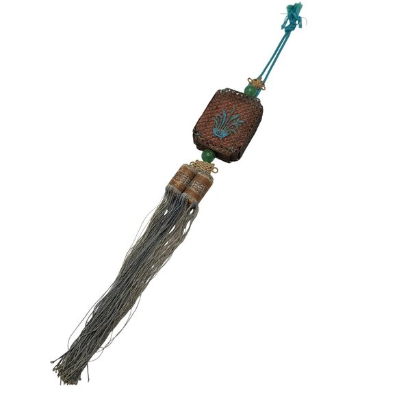 Norigae Style Joseon Incense Box Ornament Silk Kingfisher Chinese? Art - Picture 3 of 12